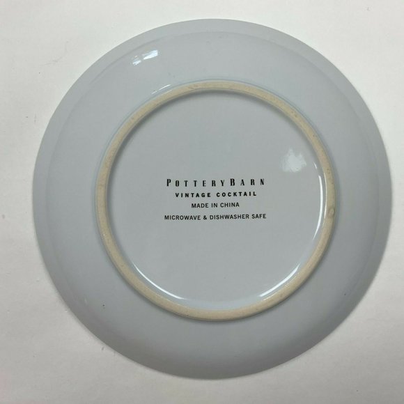 Pottery Barn Vintage Poster Cocktail Plate Rare‎ 2002 8'' Vermouth Martini - Picture 3 of 5